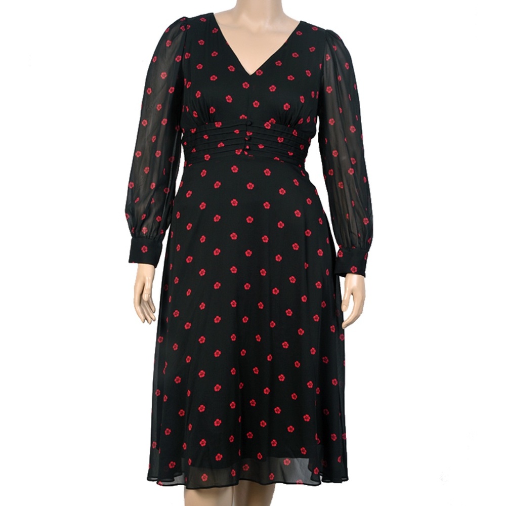 Adrianna Papell V-Neck  Floral Print Chiffon Dress